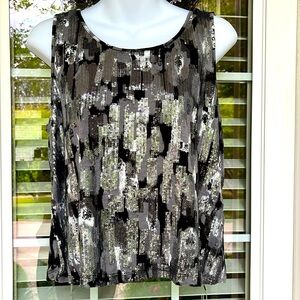 Ruby Rd. Grey, Black, & White Sequined Tank Top, Size PL